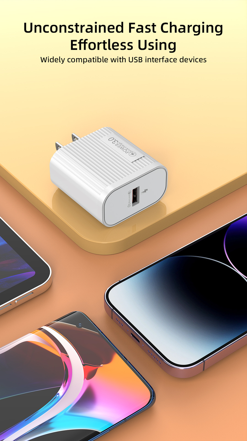 European USB mobile phone charger 18W American standard single port QC3.0 fast head travel charging adapter_voghion.com