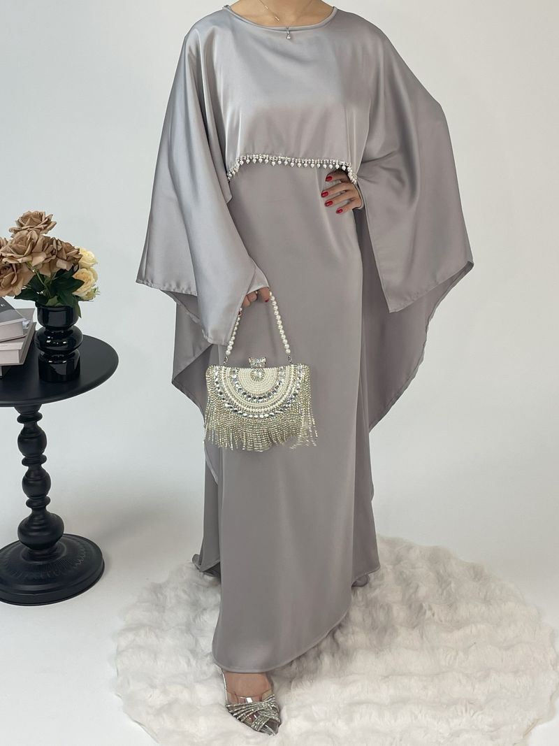 Robe en satin élégante et simple pour femme_voghion.com