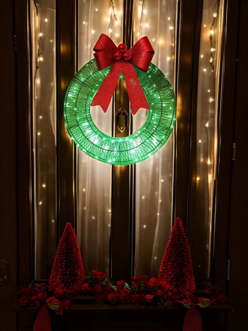 Vertikale Hong grenzüberschreitende Weihnachtsgirlande aus Metall mit leuchtendem Bogen, Girlande mit LED-warmem Licht, Girlande, Szenendekorationslayout_voghion.com