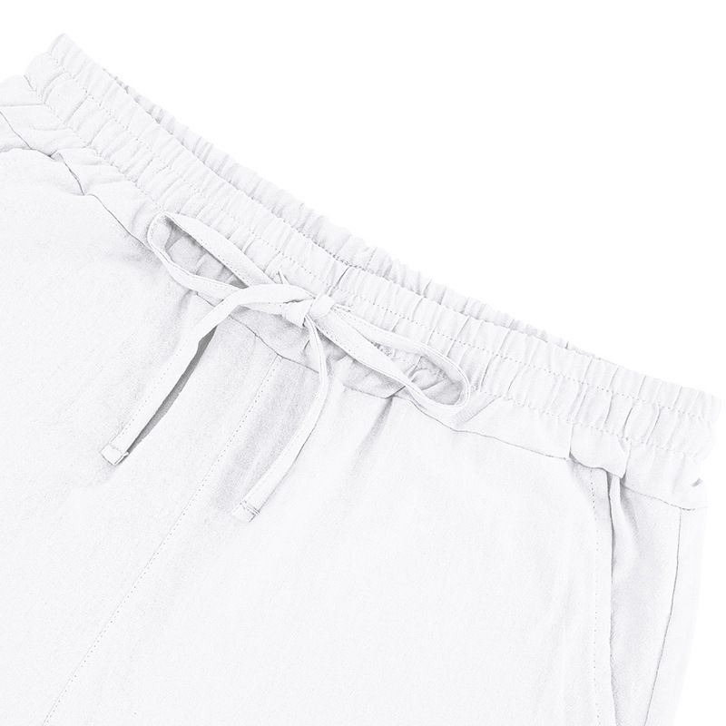 Completo da uomo in lino con camicia e pantaloncini - Completo casual estivo da spiaggia a maniche corte con vestibilità ampia_voghion.com