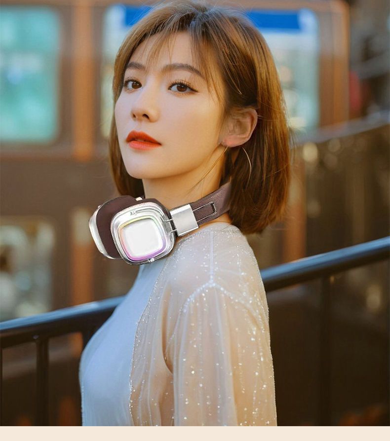 Head-mounted Trendy 5.3 Wireless Bluetooth Luminous Headphones HIFI Heavy Bass Universal For Mobile Phones And Computers_voghion.com