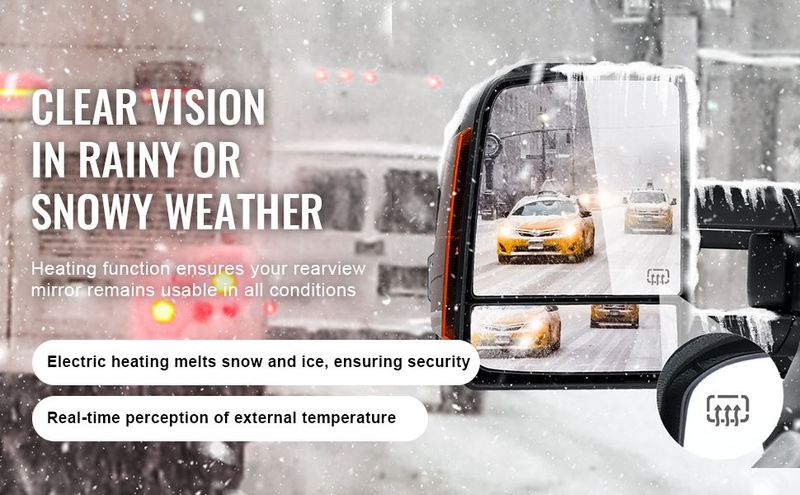 VEVOR Towing Mirrors Fit For 2007-2017 Toyota Tundra, Power Heated Tow Mirror With Signal Light/LED Arrow Signal Light, Plane & Convex Glass, Manual Controlling Telescoping Folding, Black_voghion.com