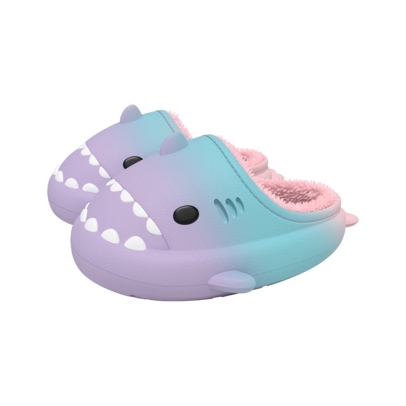 Chaussons en coton pour enfants Rainbow Shark pour garçons et filles, chaussons d'intérieur chauds et moelleux pour l'automne et l'hiver_voghion.com