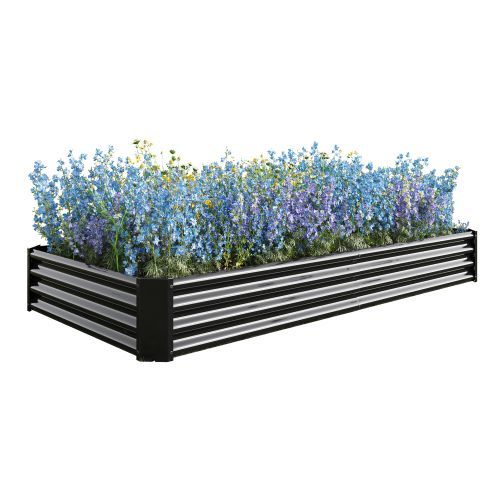 Raised Garden Bed Kit - Metal Raised Bed Garden 7.6x3.7x0.98ft For Flower Planters, Vegetables Herb Black_voghion.com