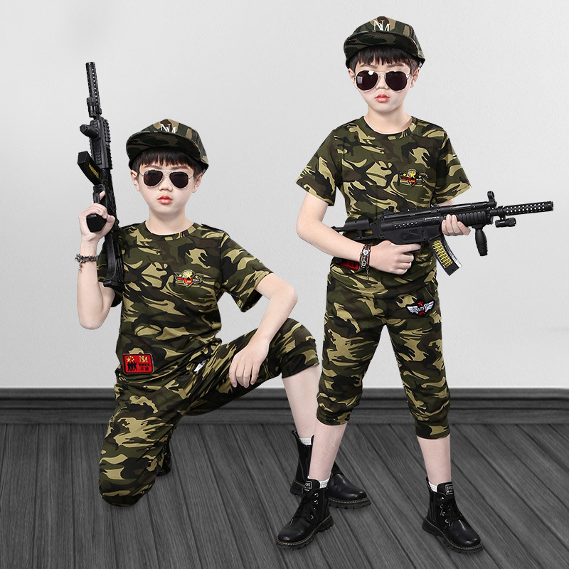 Suit 2023 New Midsize Big Kids Camo Children's Summer Boys Short sleeved T-shirt Set of Two_voghion.com