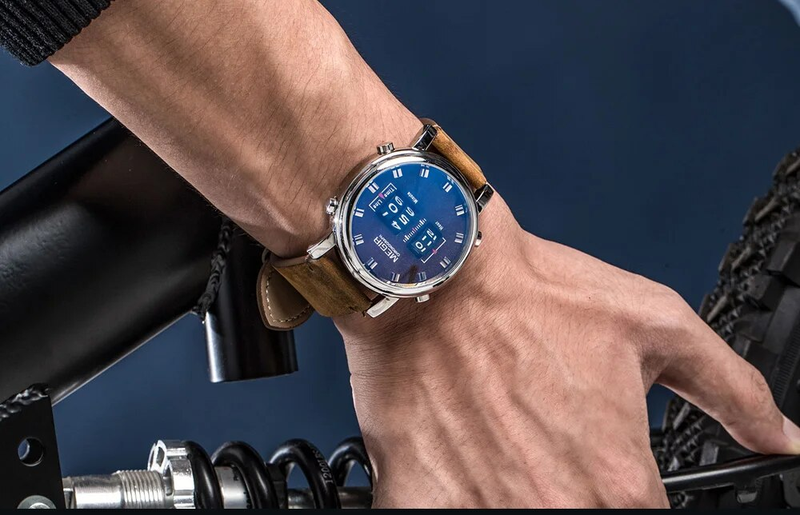 Roller Pointer da uomo Orologio da polso al quarzo con cinturino in pelle sportivo militare di lusso Mascilino_voghion.com