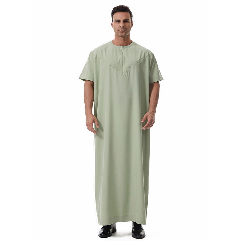Herrenbekleidung Roben Einfarbig Kurzarm Longshirt_voghion.com