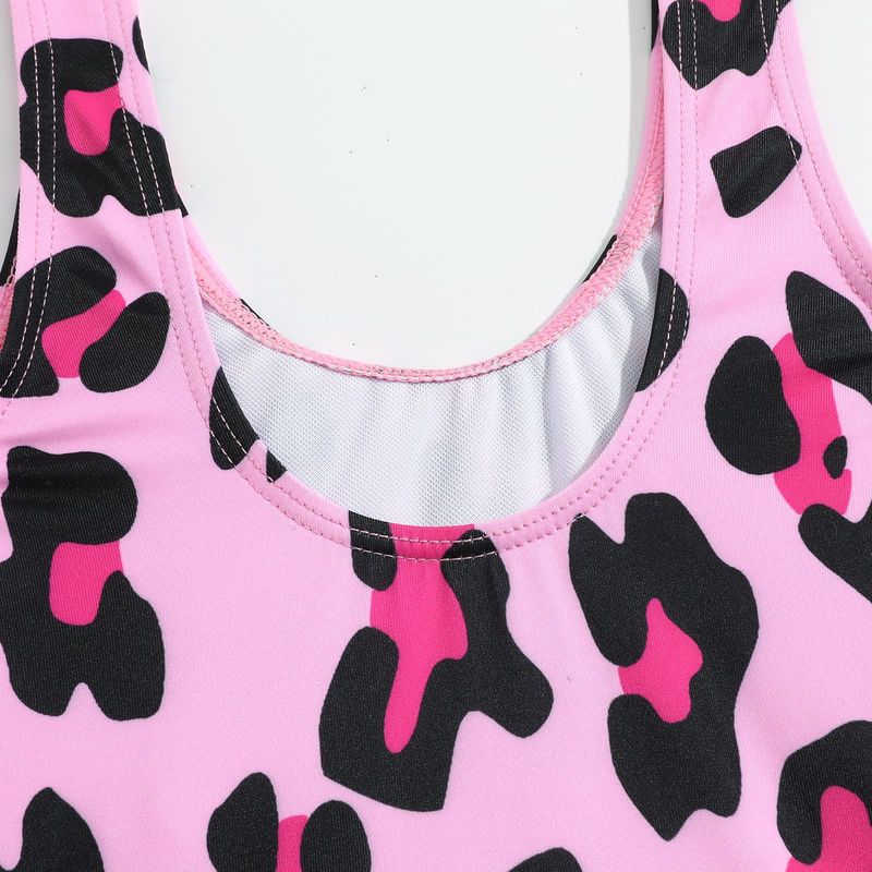 Maillot de bain une pièce pour filles, style nouveau, imprimé léopard, nœud et volants, spécial petites filles_voghion.com