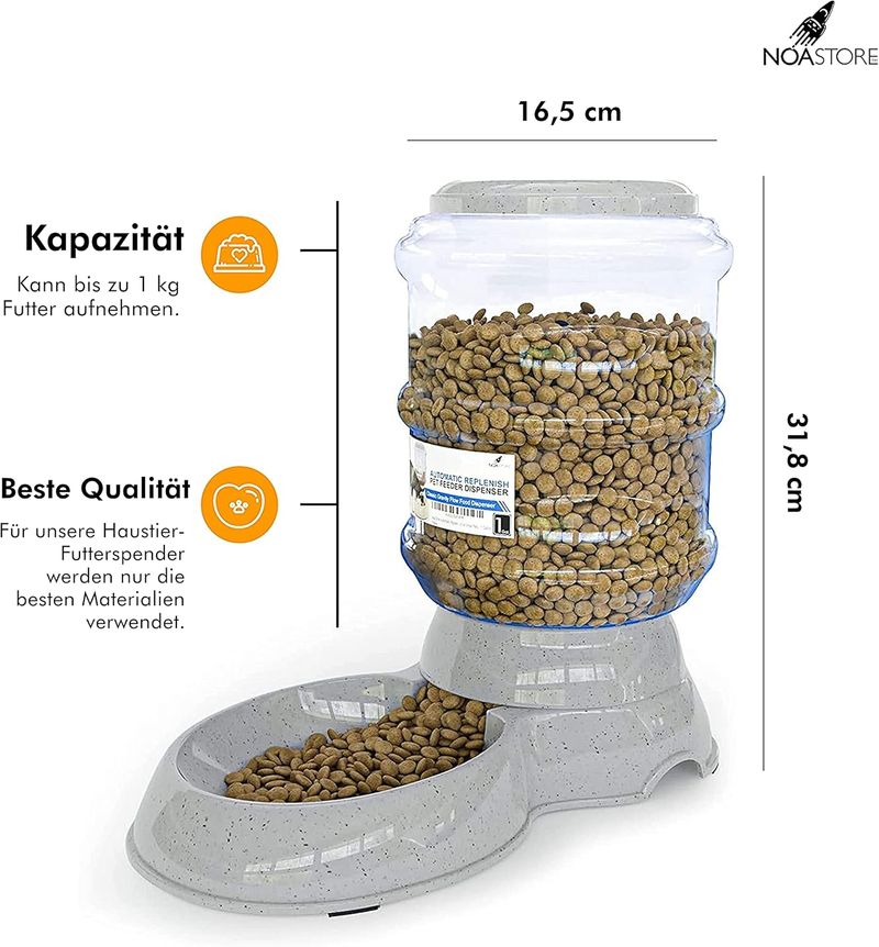 Distributore automatico di acqua Katzen | 3,8 L Futterautomat Katze Und Hund, Automatisierter Wasserspender, Trockenfutterspender Katze Hund_voghion.com