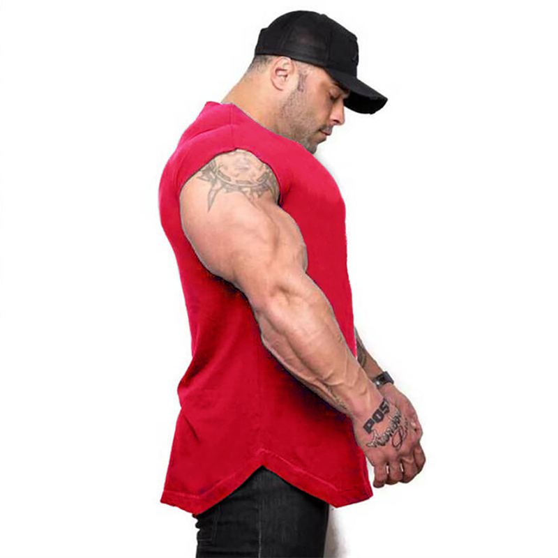 Muscle Fitness Brother Einfarbige Weste aus reiner Baumwolle mit leerem Teller für Herren, Sport, Lauftraining, dünnes ärmelloses Tanktop_voghion.com