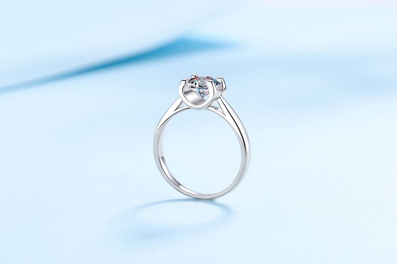 Bullhead stijl S zilver voor dames, verguld met pt950 één karaat Mosonite diamanten ringhouder_voghion.com