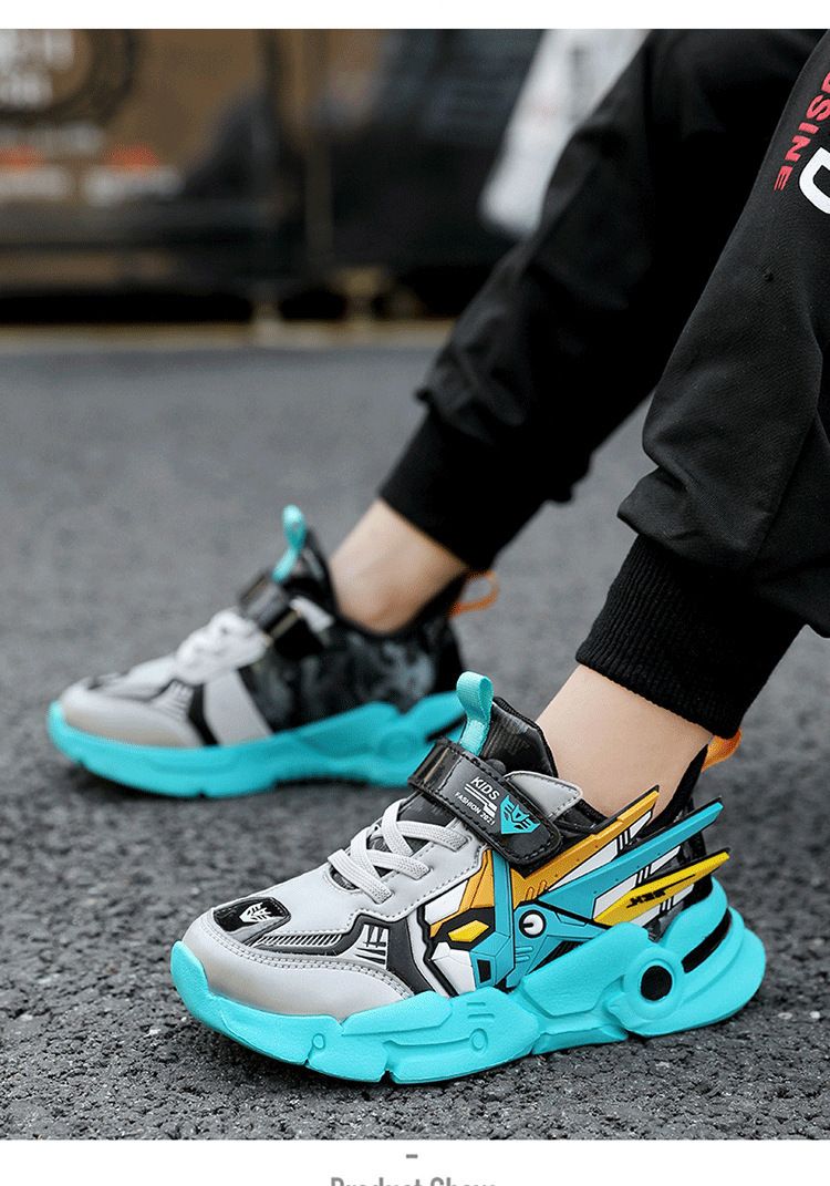 Boys' Spring And Autumn New Style Fashionable Leather Comfortable Middle And Large Children's Running Shoes Casual Velcro Sports Shoes_voghion.com
