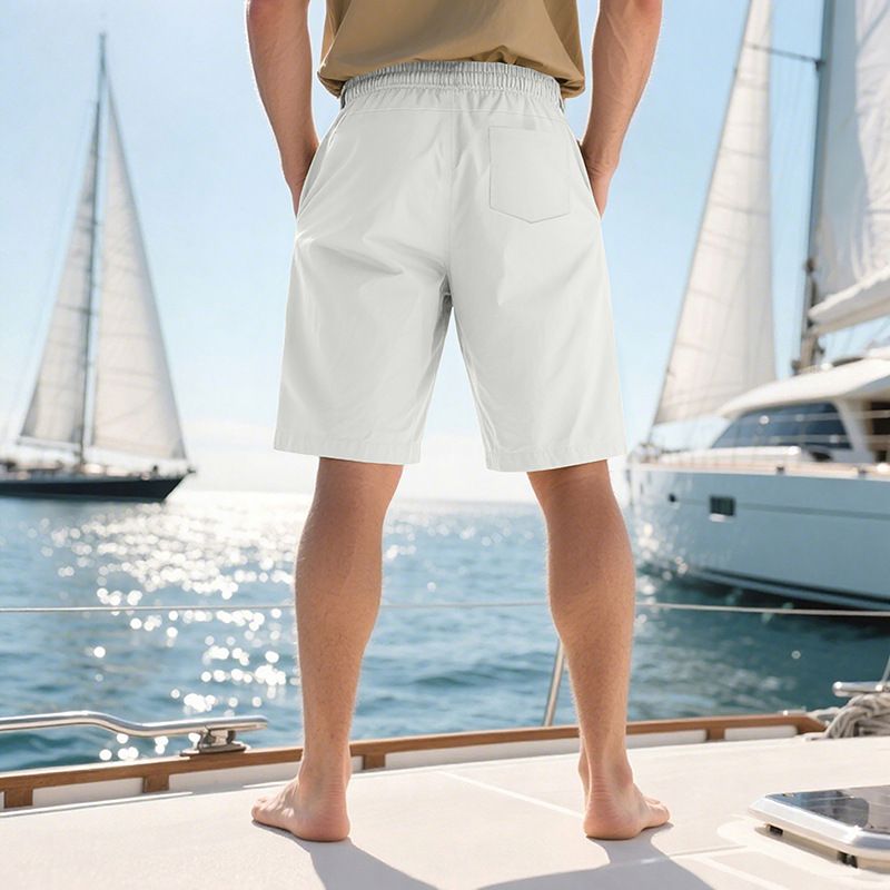 Pantalones de playa para hombre, de verano, informales, ligeros y lujosos, de cinco puntos, con cordón cruzado, talla grande_voghion.com