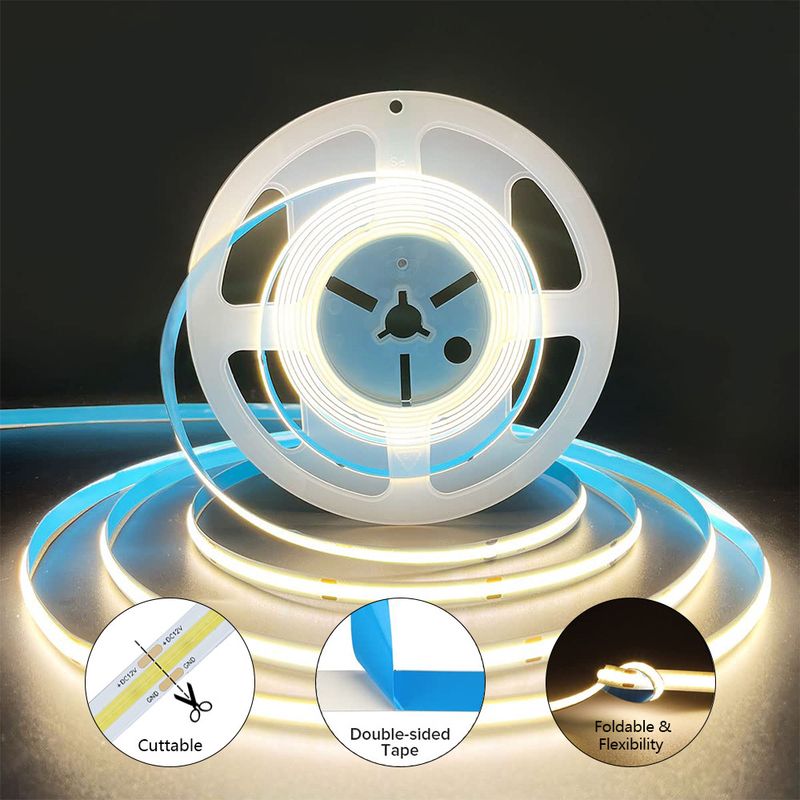 Tira de luces LED USB con control táctil - Iluminación flexible para armarios SMD 3528 de 5 V, luz blanca cálida regulable para armarios y estanterías (1 m/2 m/3 m/5 m, certificación CE)_voghion.com