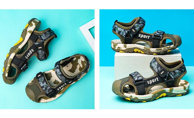 Sapatos infantis sandálias fechadas de bico fino para meninos, sapatos de praia infantis antiderrapantes e resistentes à sujeira, novos sapatos de verão 2024_voghion.com