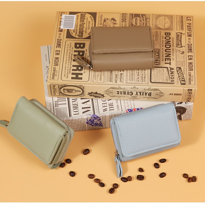 Card Cases Leather Texture Mini Purse Women Short Large Capacity Women Creative Purse Coin Bag Card Bag_voghion.com