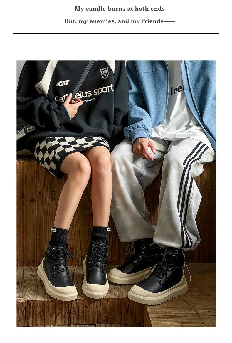 Unisex Winter Boots With Faux Fur Lining, Waterproof & Slip-Resistant, Comfortable Thick-Soled Casual Shoes For Men And Women_voghion.com