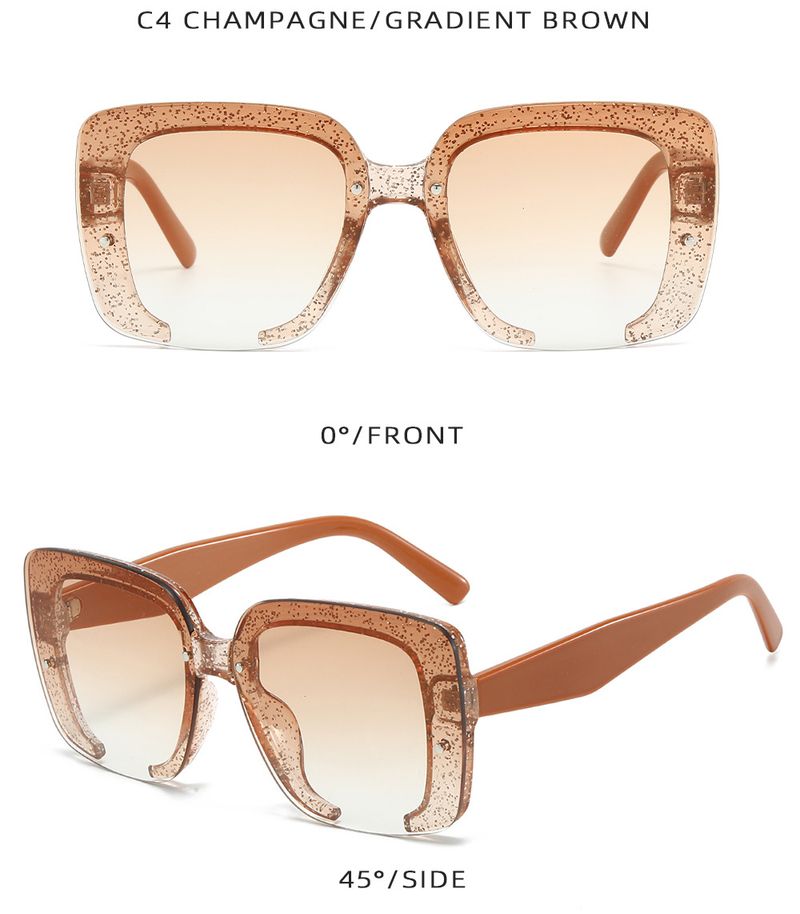Trendy Large Frame Sunglasses – Gradient Lenses UV400 Protection, High-End Half Frame For Small Faces (European & American Style)_voghion.com