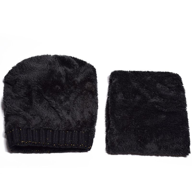 cappello lavorato a maglia caldo cappello di lana autunno e inverno più velluto ispessito sciarpa cappello set speciale cappello pullover_voghion.com