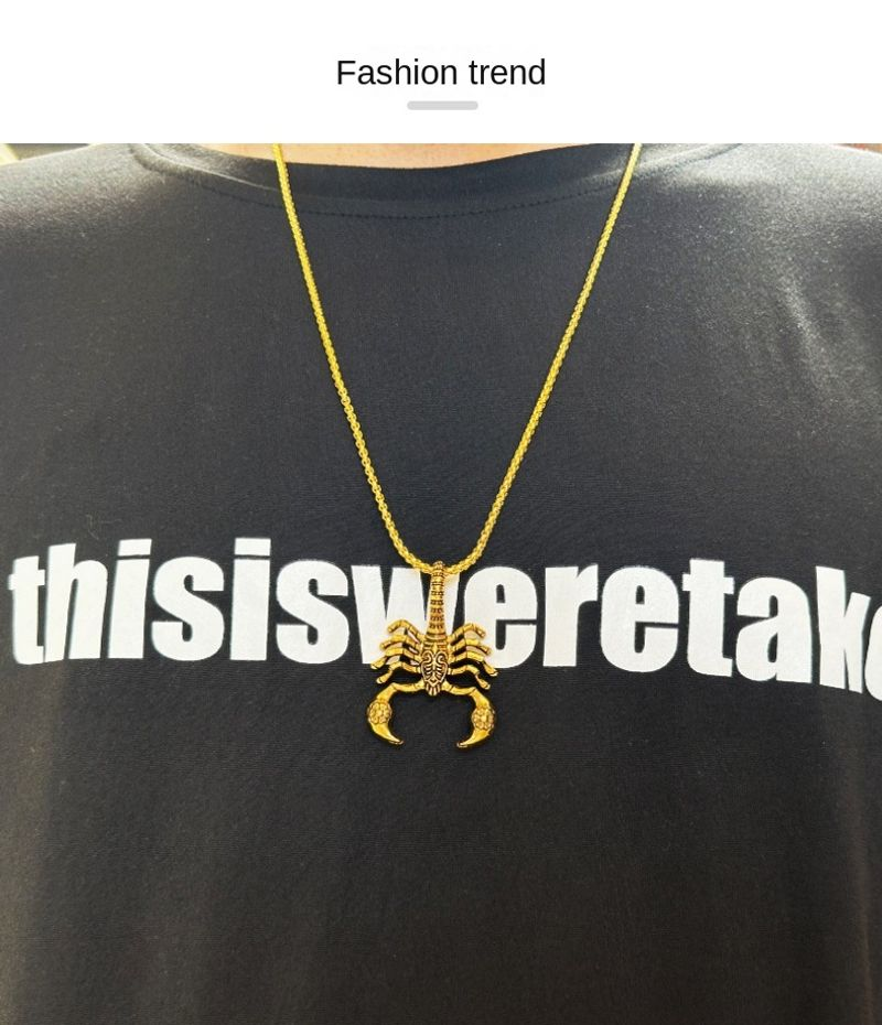 Mote Uformell Stil Gyllen Skorpion Stor Tang Herre Hiphop Smykker Rustfritt Stål Anheng Med Kjede_voghion.com