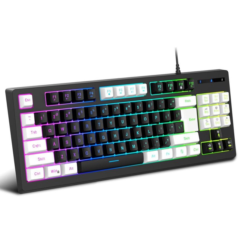 87-key Wired Gaming Keyboard Cool Mechanical Feel, RGB Colorful Lighting, Compatible With Computers, Laptops, And USB_voghion.com