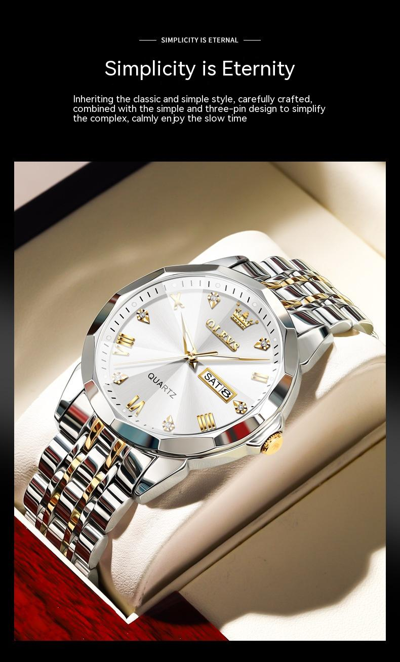 2023 Yeni Sıcak Satış Saat İş Moda Çift Takvim Çok İşlevli İş Erkek Kuvars Saat Su Geçirmez Erkek Saati_voghion.com