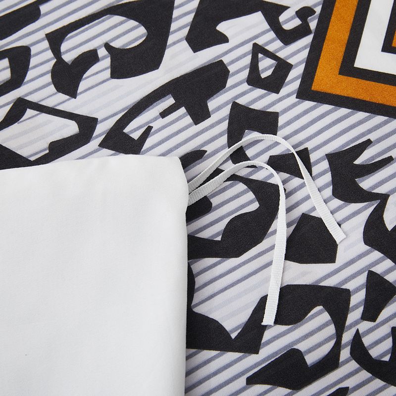 Dekbedovertrek met geometrische print, dubbelzijdig, dekbedovertrek, beddengoedset van drie stuks in zacht polyester - gefreesde fluwelen textuur_voghion.com