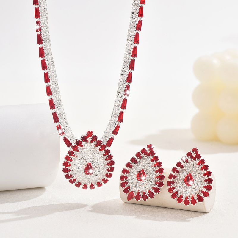 Set di gioielli da donna, alla moda, da sposa, con zirconi rotondi intarsiati in cera, orecchini, collana, accessori da sposa_voghion.com