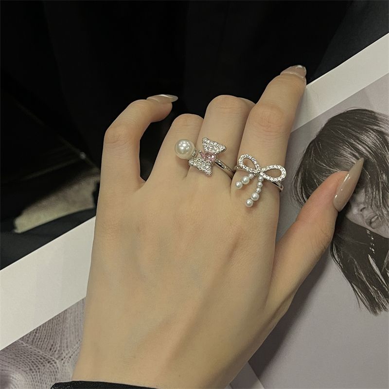Knude Fuld Perle Zircon Sommerfugl Diamant Åben Ring Stablet Fransk Stil Luksus, Niche Design Ins Kold Vind Finger Ende,_voghion.com