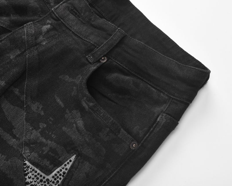 Jeans a gamba larga con motivo a stella a cinque punte, stile High Street, da uomo, lavati e larghi_voghion.com