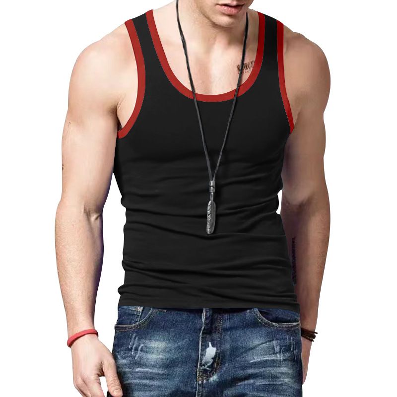 2024 New Trendy Straddle Sports Casual Men's Summer Bottom Multi Color Sweatshirt Tank Top_voghion.com
