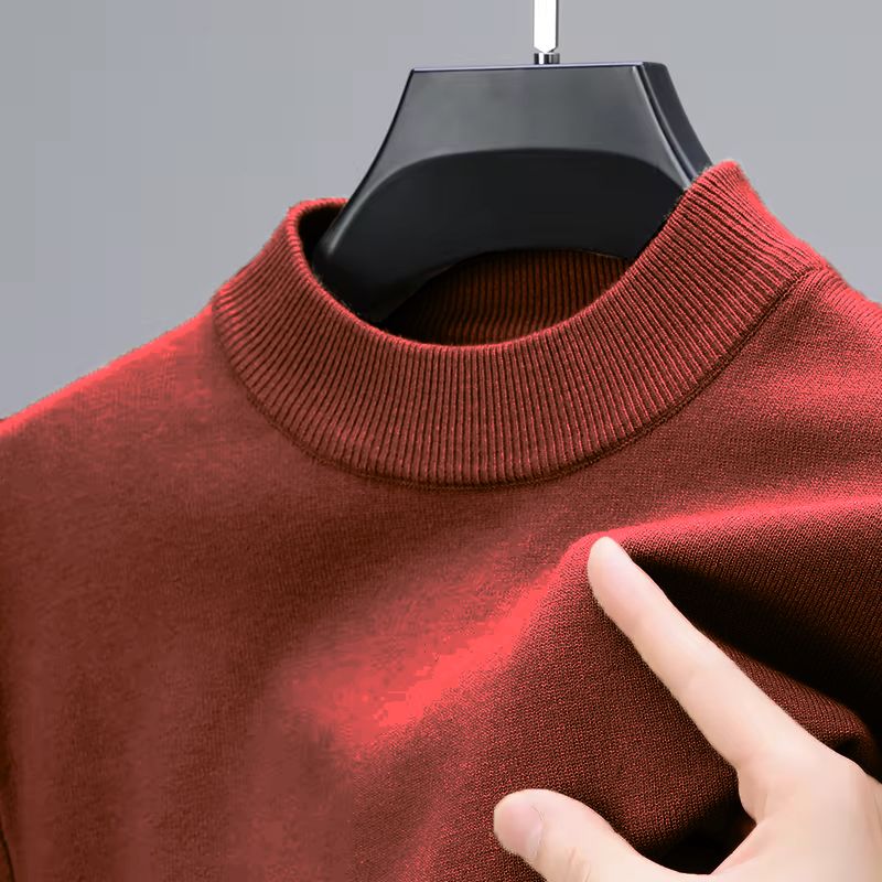 Halve Rollkragen Strickwaren Pullover Neue Herbst/Winter Mock Neck Sweatshirts Einfarbig Pullover Mann Marke Casual Heren Kleidung_voghion.com