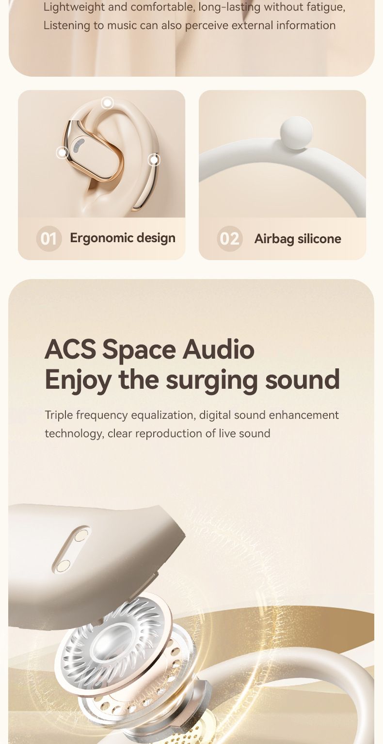 Traduzione intelligente Ai M76 Auricolare Bluetooth OWS Auricolare Bluetooth wireless aperto con orecchio sospeso_voghion.com