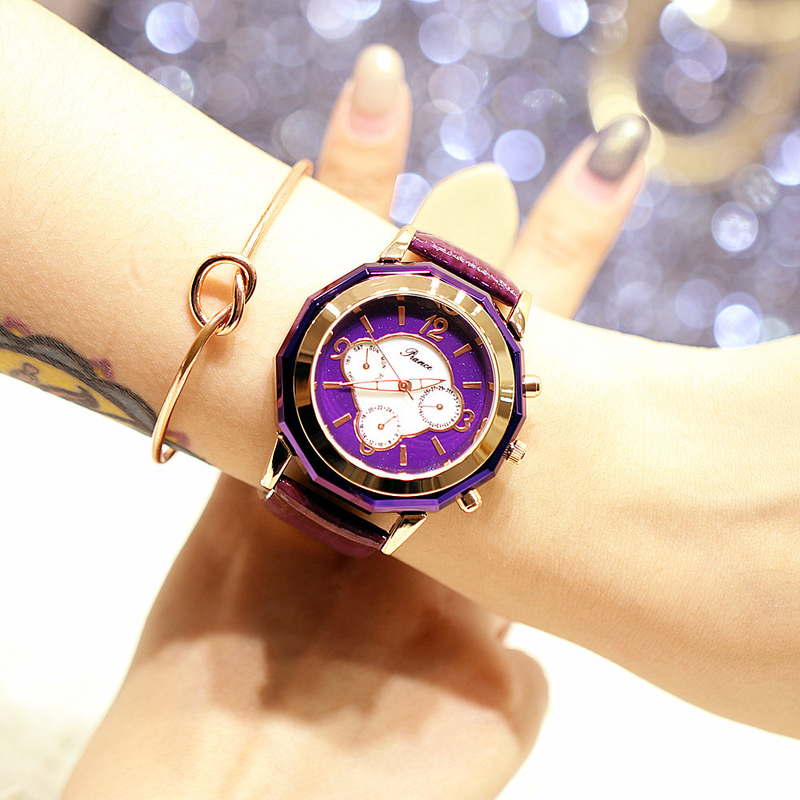 Modische Damen-Multifunktionsuhr mit Nachtlicht, 2035, echtes Leder, wasserdicht, Gezeitenuhr_voghion.com