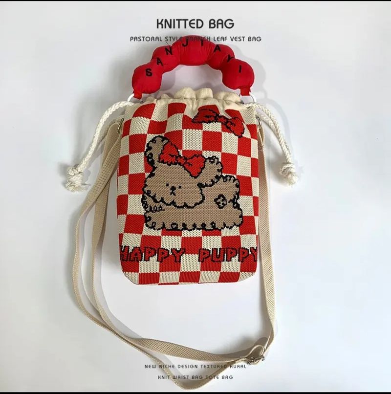 New Style Lucky High-End Knitted Versatile Design Handbag Yarn Woven Lunch Box Shoulder Bag_voghion.com