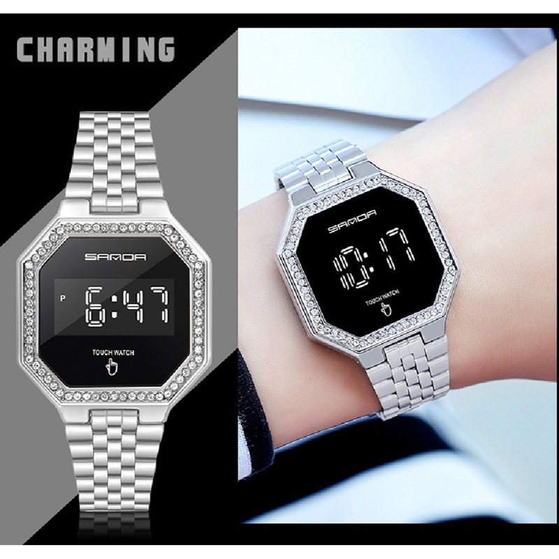 Sanda, orologio digitale da donna, alla moda, touch screen, a LED, impermeabile, elettronico, orologio da donna_voghion.com