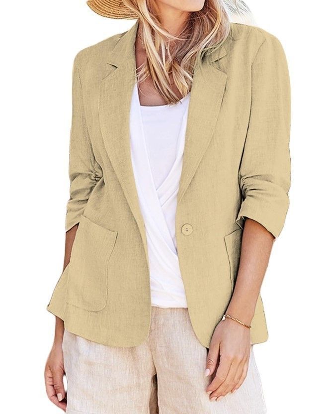 2025s 2025 Women's New Spring And Summer Long Sleeved Small Suit With Collar Style Professional Slimming Coat_voghion.com