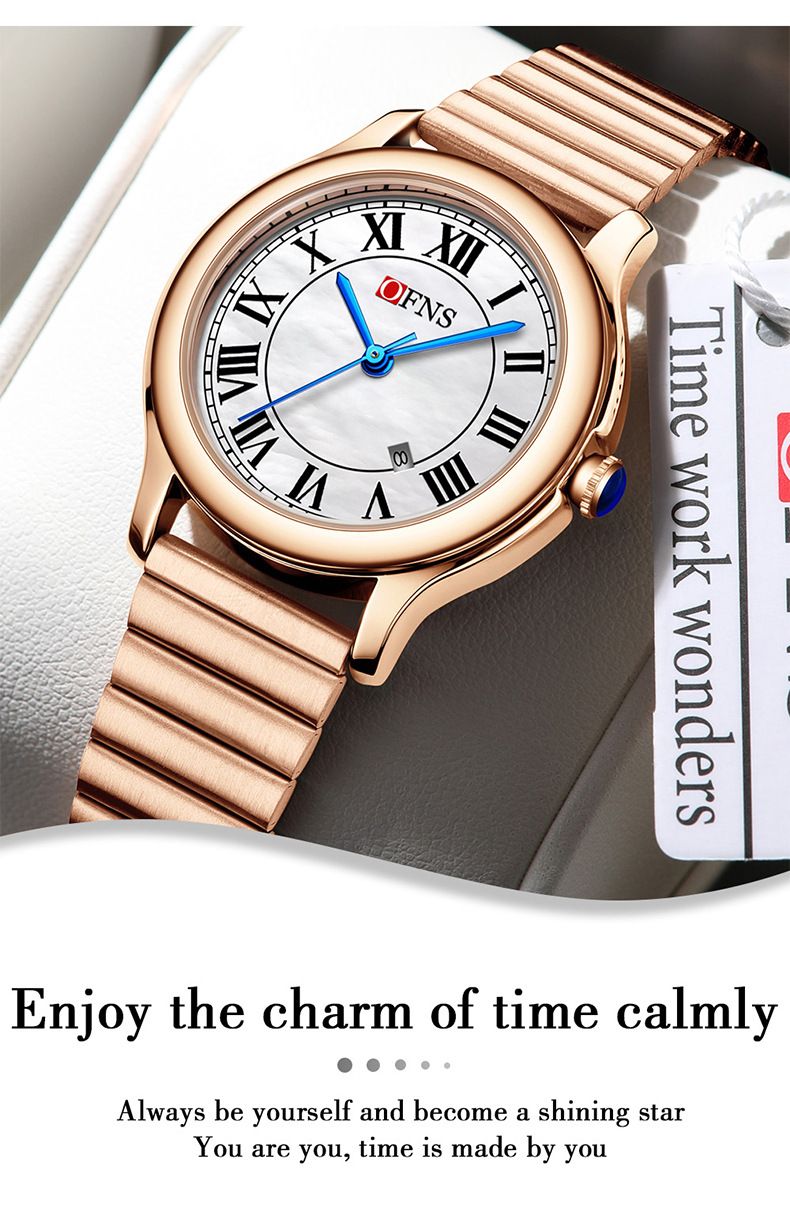Women's Watch Retro Scale Light Luxury Women's Watch Round Waterproof Calendar Quartz Watch_voghion.com