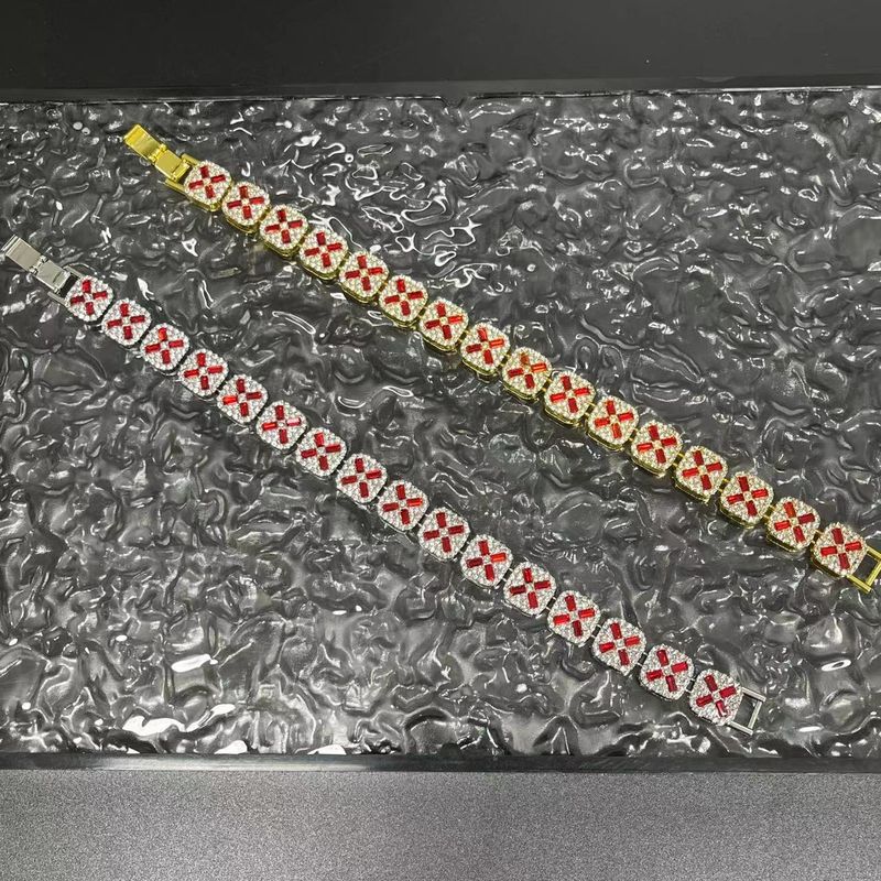 Neu Nische Hip-Hop Unisex Kreuz X Glas 10mm kubanische Kette Armband HipHop Trendsetter_voghion.com