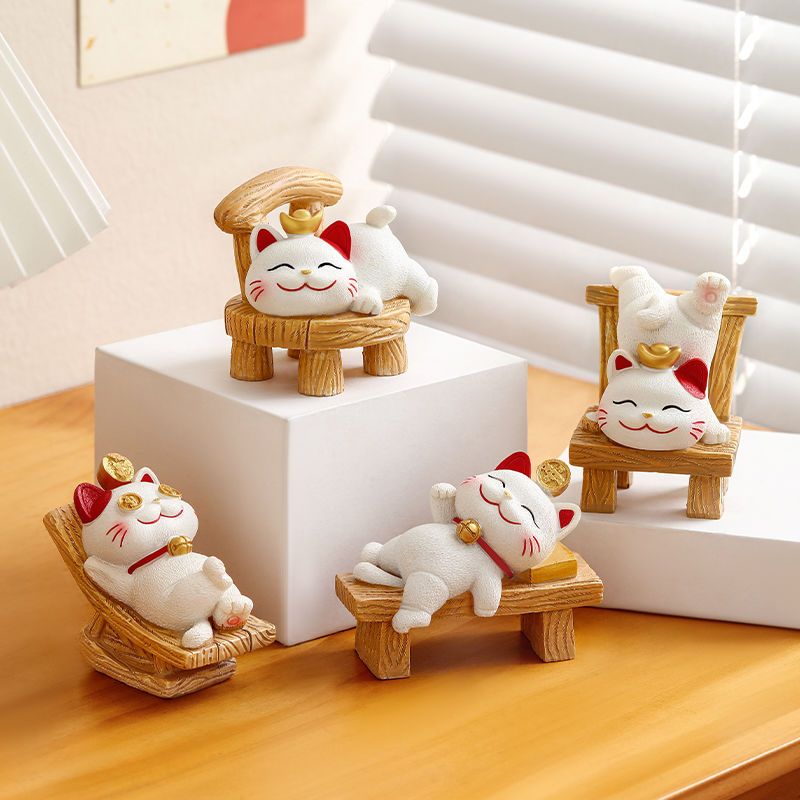 Glück Kleine Ornament Home Office Desktop Emotionale Stabilität Glück Katze Nette Dekoration Mini Auto Halterung_voghion.com