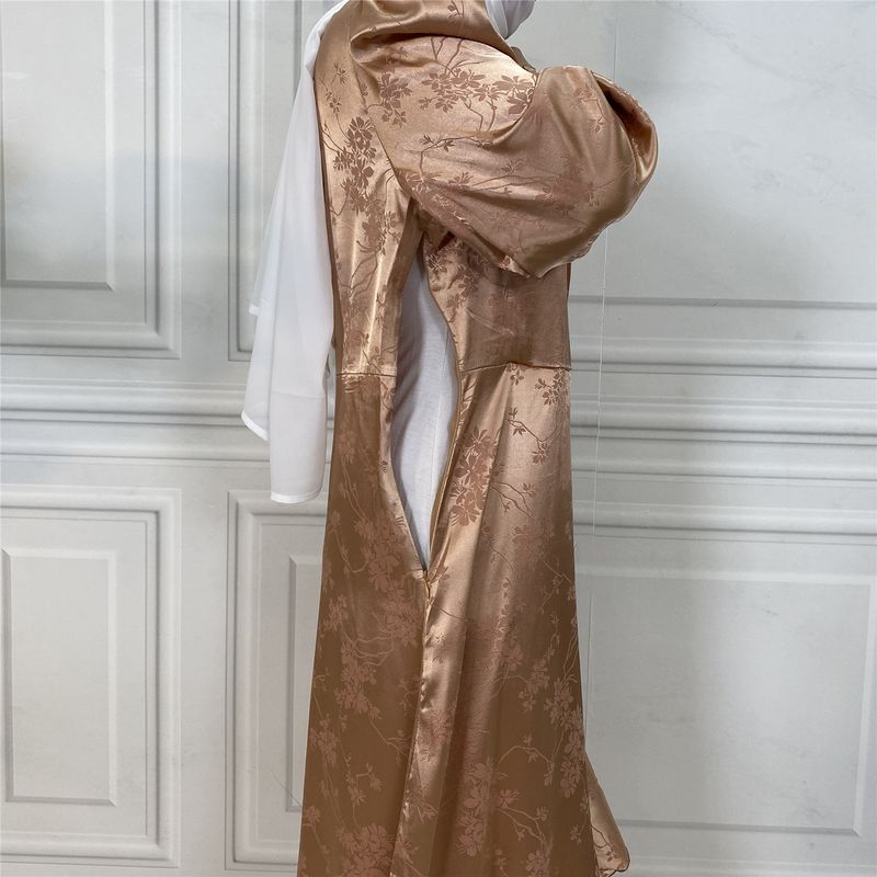 Moda Çiçek Türkiye Saten Abaya Müslüman Kadın Jilbab Kaftan Fas Düğün Kaftan Elbise Pakistan Salwar Kameez Hint Bornozu_voghion.com