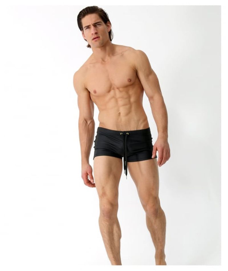 Men's European Style Swim Trunks - Quick-Dry & Comfortable For Beach & Pool (No Pockets UPF50+ Black/Blue S-XXL)_voghion.com