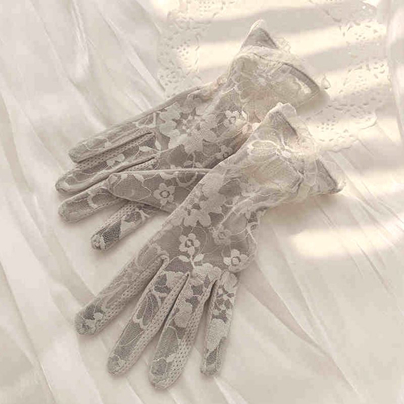 Gants courts d'été pour femme, protection solaire, antidérapants, tactiles, en dentelle, respirants, ultra-violets, pour la conduite, printemps et automne_voghion.com