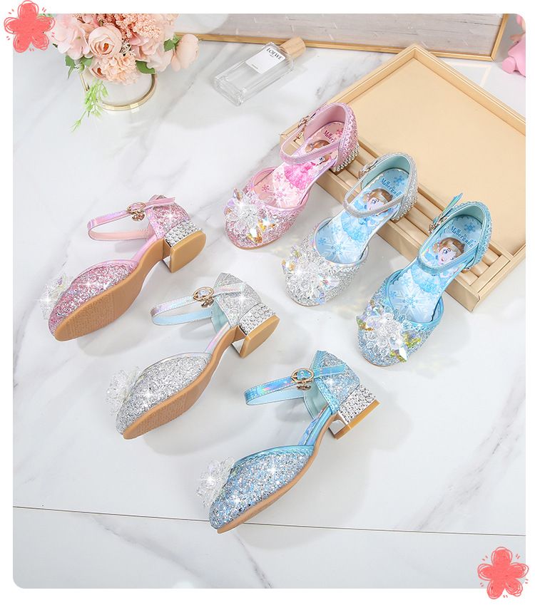 Scarpe da principessa per bambini Scarpe da performance per nuove ragazze estive 2024: scarpe di cristallo per bambini grandi, tacco alto per bambine_voghion.com