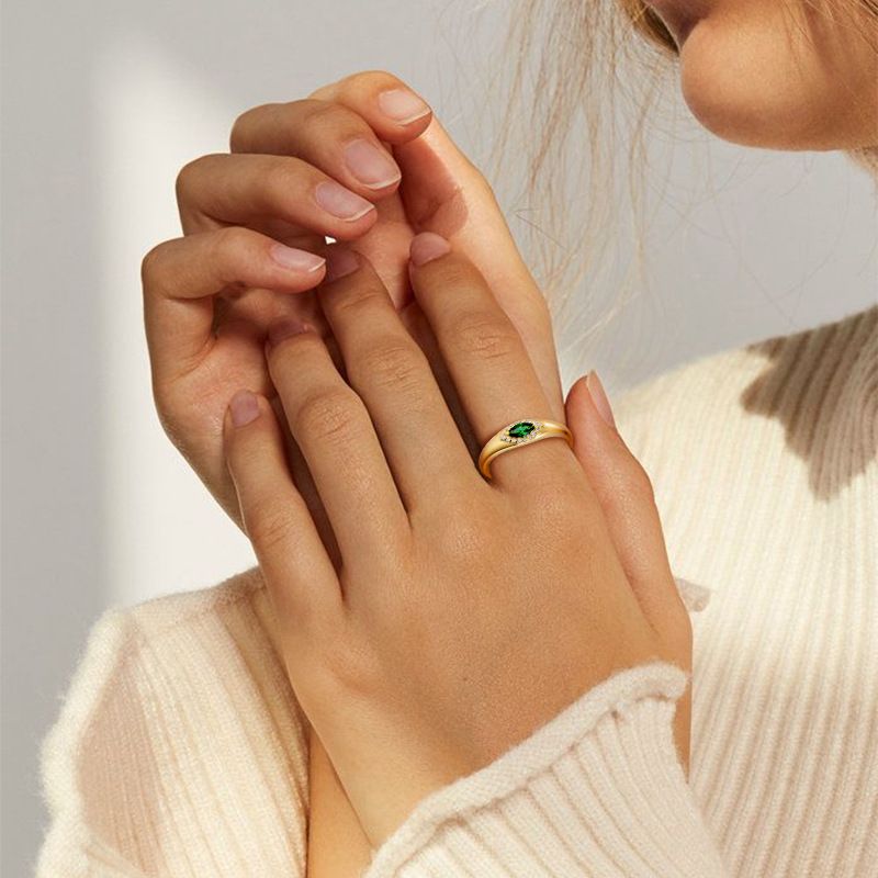 Anello in argento per donna di alta gamma di lusso S925 in argento sterling placcato in oro K con diamanti, accessori per gioielli con occhio di diavolo_voghion.com