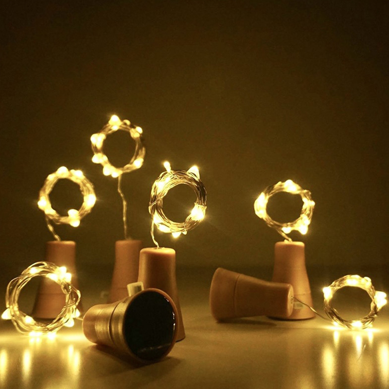 Stringa solare per bottiglia di vino 2M 20LED Filo di rame Fata Luci a forma di sughero Lampada da giardino per decorazioni natalizie per feste di nozze_voghion.com