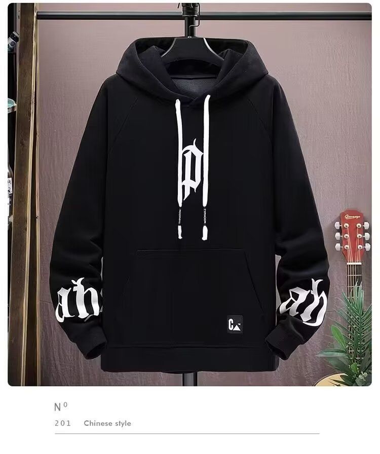 Felpa con cappuccio da uomo, marchio di abbigliamento maschile, autunno, sciolto, con stampa di lettere, design retrò, alta moda, bello_voghion.com