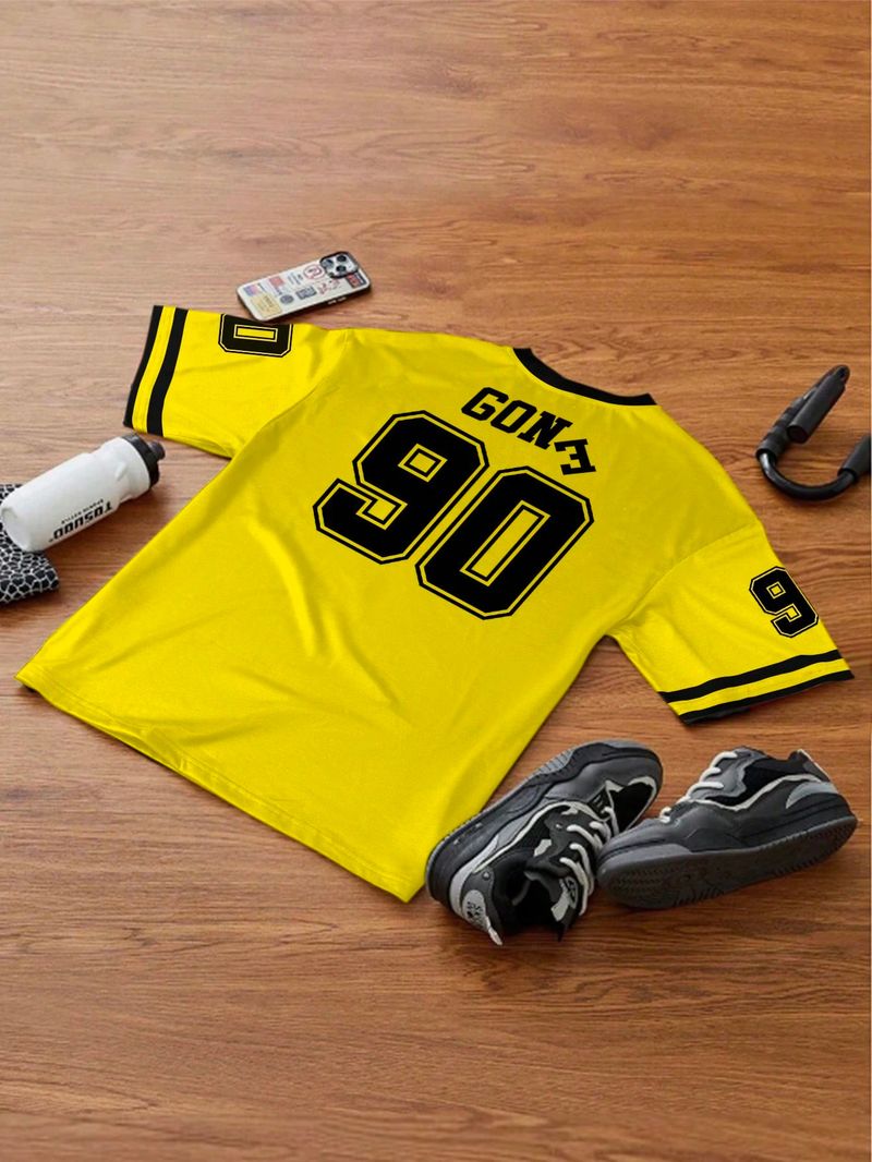 Herrenbekleidung Y2K New Retro Nr. 90 Bedrucktes T-Shirt für Herren, V-Ausschnitt, kurzärmelig, Fußball-Sporthemd, groß, locker, kurzärmelig, Unisex_voghion.com