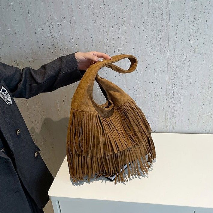 Borsa a tracolla con nappa alla moda per donna, primavera 2025, nuova, in pelle scamosciata opaca e alla moda_voghion.com