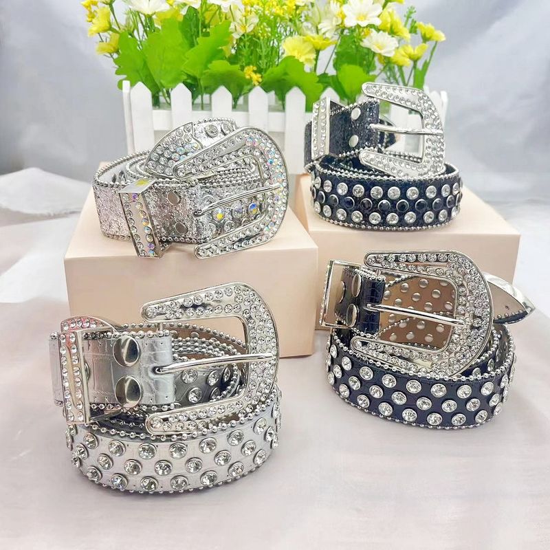 Hochwertiger Damen-Hosengürtel mit Strassbesatz für Herbst und Winter, modisch und trendig, breit und vielseitig, für Herren._voghion.com